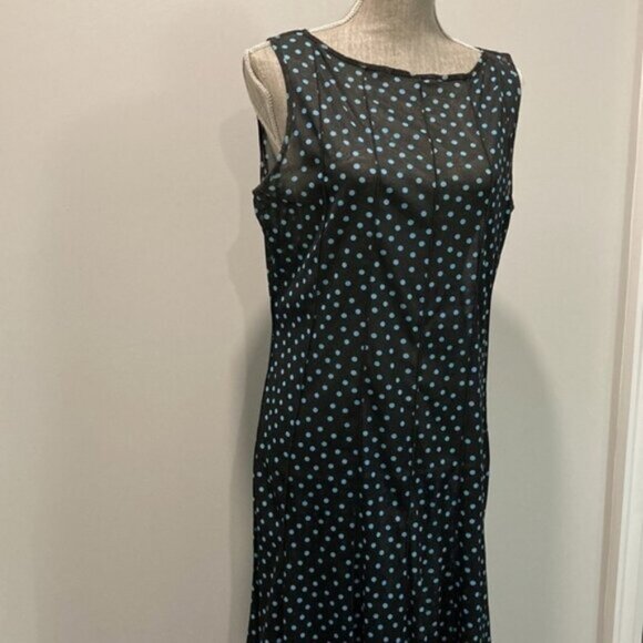 LAURA Black Sheer Polka Dot Sleeveless Dress 14 - Picture 11 of 12